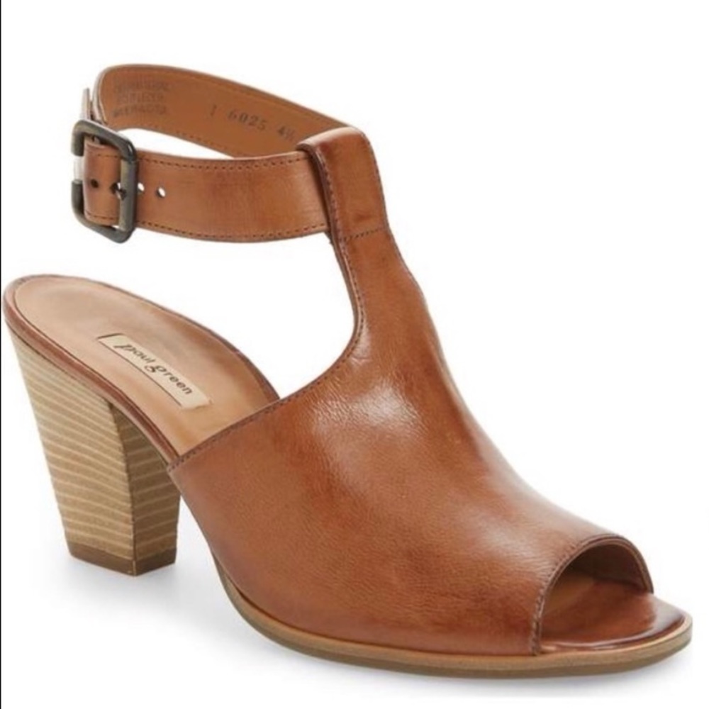 Paul Green Madonna Peep Toe Leather Heels